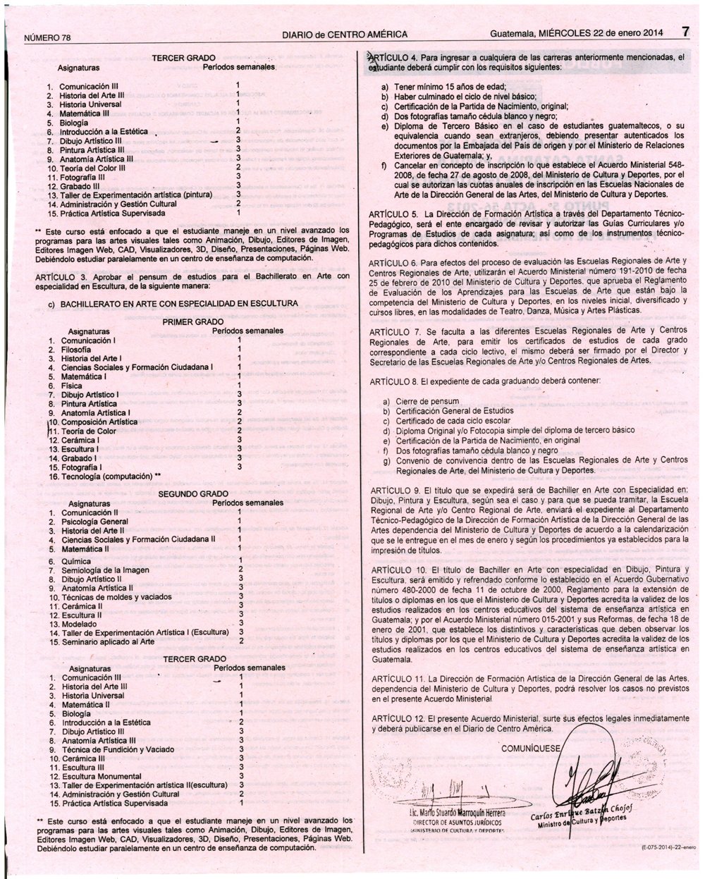 Acuerdo Ministerial 1143-2013-IMPLEMENTACIÓN DE LAS CARRERAS DE BACHILLERATO EN ARTE-1 copy